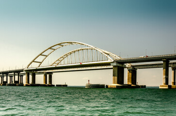 The arch of the Crimean bridge. The bridge over the Kerch Strait.