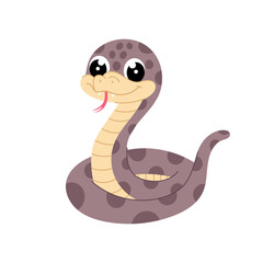 Snake in flat style. Cartoon illustration of a viper on a white background. Kids illustration. Symbol of the year.