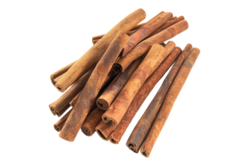 Cinnamon sticks close up isolated on transparent background