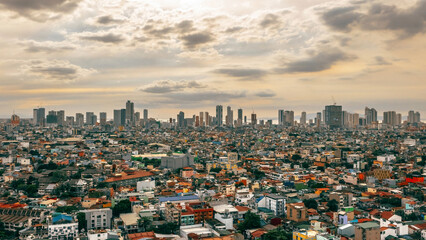 Aerial view of manila city before sunset