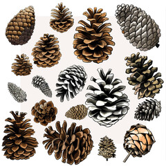 Pine Cone Paradise Clipart Collection On white background