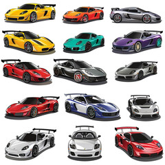 Sport Car Spectrum Clipart Collection on white background