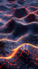 Pulsating Plexus Pulse: Digital Connections in Abstract Terrain - Photo Realistic Stock Concept