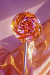 Vibrant Candy Lollipop on Sparkling Bokeh Background - Sweet Treat Concept