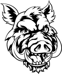 Boar Wild Hog Razorback Warthog Mascot Pig Cartoon