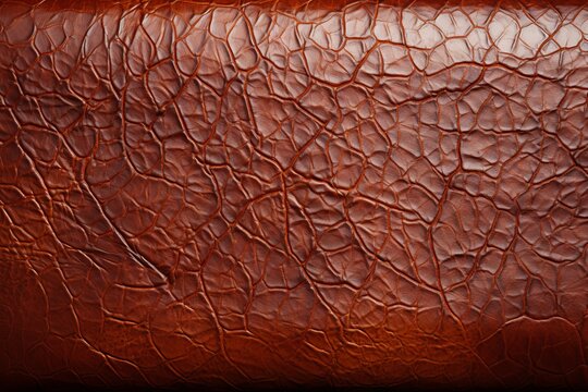 High-resolution image showcasing the intricate details and patterns of a textured brown leather surface, perfect for backgrounds or as a material reference in designs