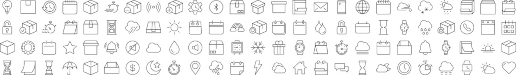 Arrow, Weather, Clock, Delivery, Writing Modern Icons. Perfect for design, infographics, web sites, apps.