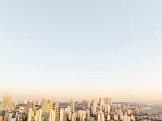 Fotos aéreas da região do Brooklin em São Paulo. Zona Sul, ao amanhecer, e também o skyline dos prédios mais modernos.