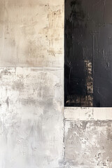 Abstract minimalist art in shades of gray, simple shapes. Vertical poster, a painting for the wall.	