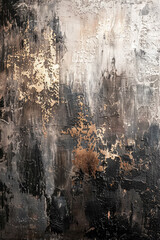 Abstract background, modern, minimalist painting consisting of brush strokes grey and black colors. A vertical poster for the wall. Aged concrete texture.