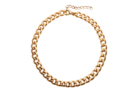 Gold necklace Isolated on transparent background