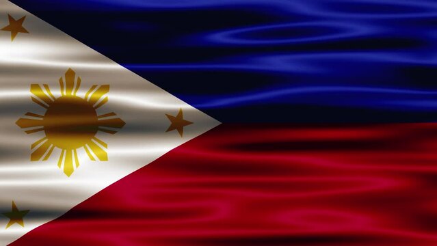 Flag of Philippines waving on a loopable 4K animation. Philippines flag video waving in wind. Realistic Philippines Flag background. Philippines Flag Looping Closeup. Philippines national Sign.