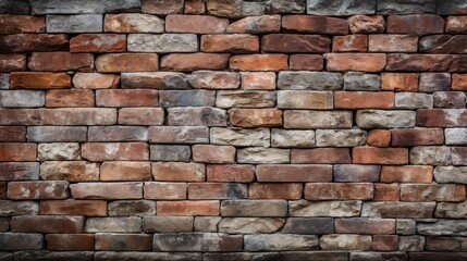 Obraz premium Detailed closeup of a brick wall, highlighting the intricate patterns and natural color variations, suitable for adding depth to visual compositions