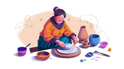 Woman Creating Elegant Ceramic Vessel
