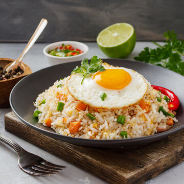 Fried rice and topping fride egg