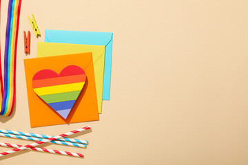 LGBT parade concept, free love symbol on light background.