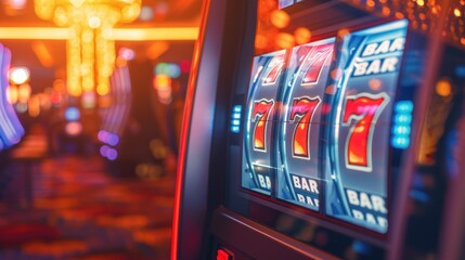 Casino Slot Machines. Las Vegas Strip Digital Slot Machine Closeup. Sin City Gabling Las Vegas
