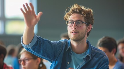 Student Raising Hand in Classroom