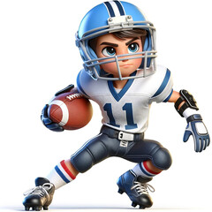 A young boy playing football, 3d character