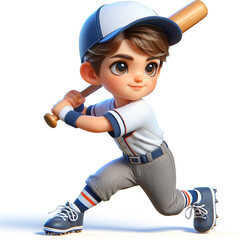 A young boy playing baseball, 3d character