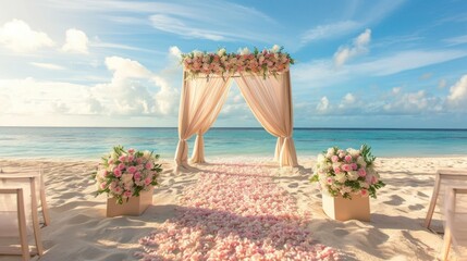 Wedding arch on a white sand beach