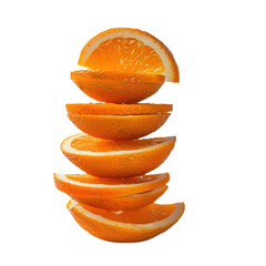 Slices of orange stacks on transparent background. Element for design.