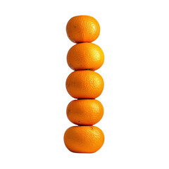 Stacks of Tangerines in a row isolated on transparent background.