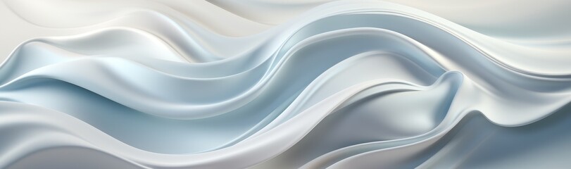 Fototapeta premium Elegant abstract background featuring flowing waves of blue and white satin textures. Perfect for luxury design elements. Modern wallpapers