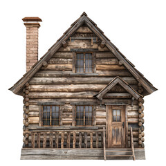 wooden house element_hyperrealistic_hyper detailed_isolated on transparent background