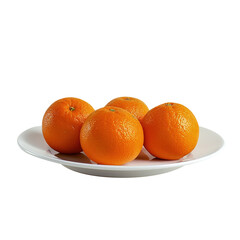 Oranges on a plate isolated on transparent background. Realistic vector illustration.
