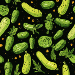 Seamless Colorful Cucumber Pattern
