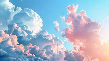 Colorful cumulus clouds and blue sky