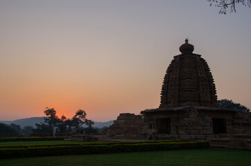The Pattadakal Monuments during Sunrise, Karnataka, India. UNESCO World Heritage Site