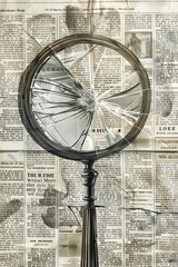 Vintage newspaper layout depicting a broken mirror
