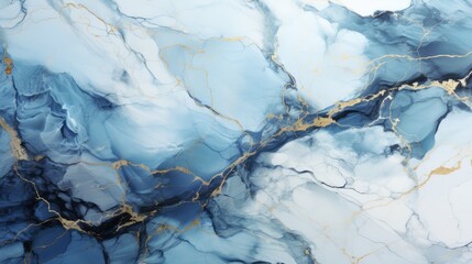 High-resolution image showcasing a stunning blue and white marble texture with intricate golden veins, perfect for elegant background or luxury design elements