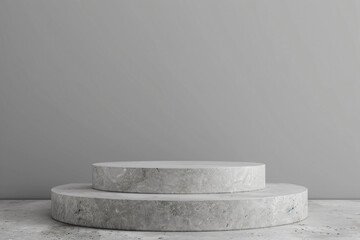 a white pedestal on a gray background
