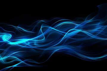 abstract swirling blue smoke patterns on black background digital art