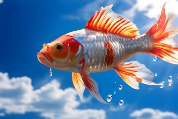 a rainbow trout making a loud splash as it leaps out of the water to capture its mealGoldfish leaping from the water

