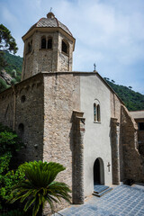 Fototapeta premium Magic of Liguria. Timeless images. Ancient abbey of San Fruttuoso, bay and historic building guarded by the FAI. Italian Environmental Fund. 