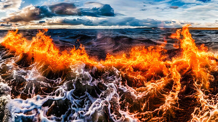 Flamme à la crête des vagues