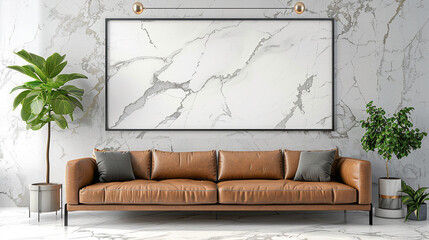 Frame mockup white mockup of livingroom wall Wallpaper with Fashionable Furnishings․