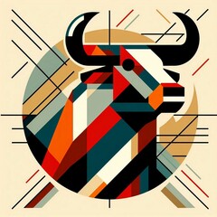 Flat bull geometric background