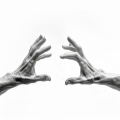 two hands reaching up to touch each other