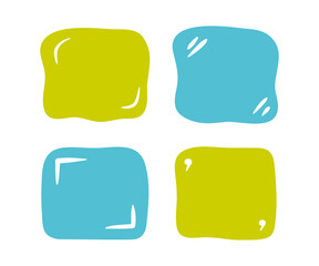 Doodle shapes and frames for social media. Color abstract isolated text box. Speech bubble blobs for dialog