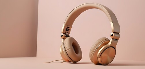 isolated on soft background with copy space Headphones concept, illustration