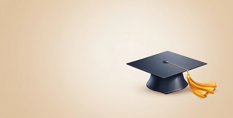 isolated on soft background with copy space Graduation Hat concept, illustration