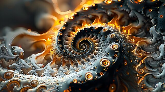 Beautifully generated mandelbrot fractals in vibrant colors of gold, silver, black and natural colors in 3D and 2D. Use as backdrops and background