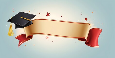 isolated on soft background with copy space Graduation banner concept, illustration