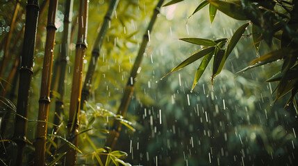 Fototapeta premium 雨の竹林