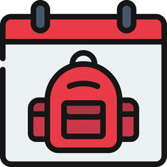 School Backpack Calendar Icon
